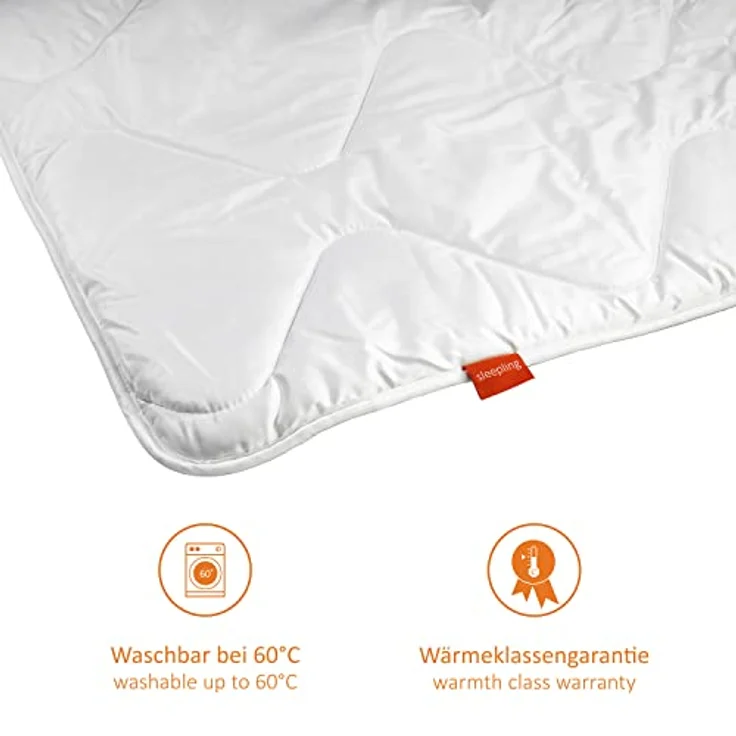 sleepling 190063 Basic 340 warme Duo Winterdecke aus 100% Baumwolle Satin 135 x 200 cm, weiß - Allergikerfreundliche Winterbettdecke mit optimaler Wärmespeicherung – Bild 3