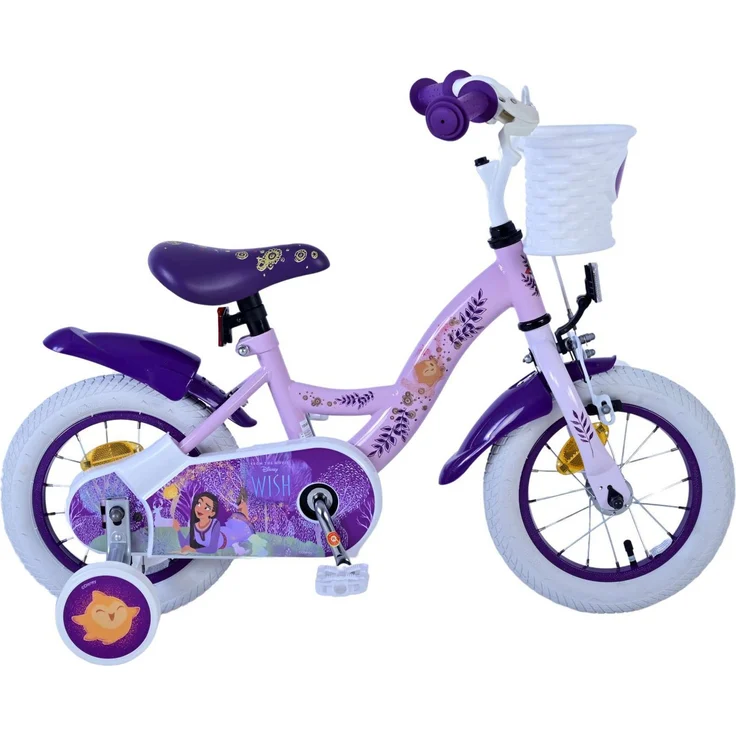 Volare Kinderfahrrad Disney Wish 12 Zoll, 1 Gang, lila mit Handbremse und Rücktrittbremse