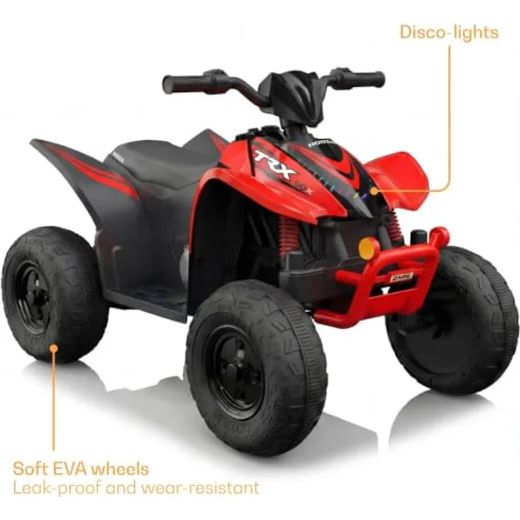 Vrooomy Honda TRX90X Elektro Kinderquad 12V, robust mit neuem Li-Ionen-Akku, für 3-6 Jahre, rot, MP3-Player, Stoßdämpfer und LED-Beleuchtung – Bild 2