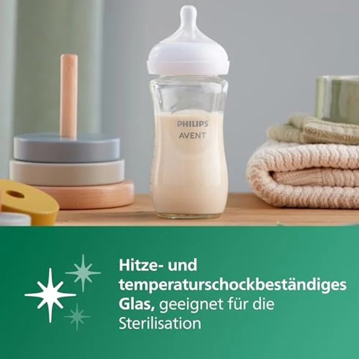 Philips Avent Babyflasche Natural Response aus Glas – Babyflasche, 240 ml, BPA-frei, für Neugeborene ab 1 Monat (Modell SCY933/01) – Bild 9