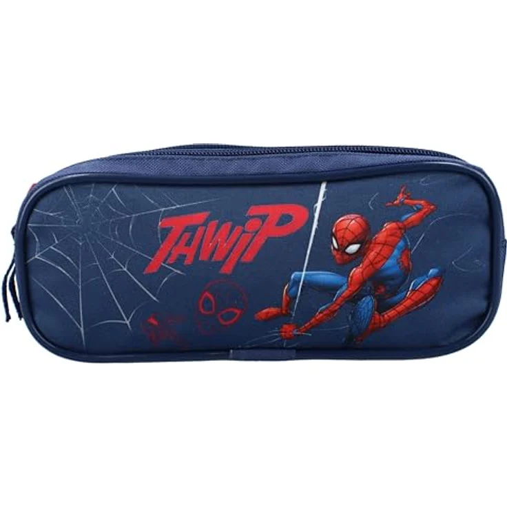 Captain Marvel Spider-Man Federtasche Thwip, blau, mit Reißverschluss und Platz für Schreibutensilien, 22 cm x 8 cm – Bild 2