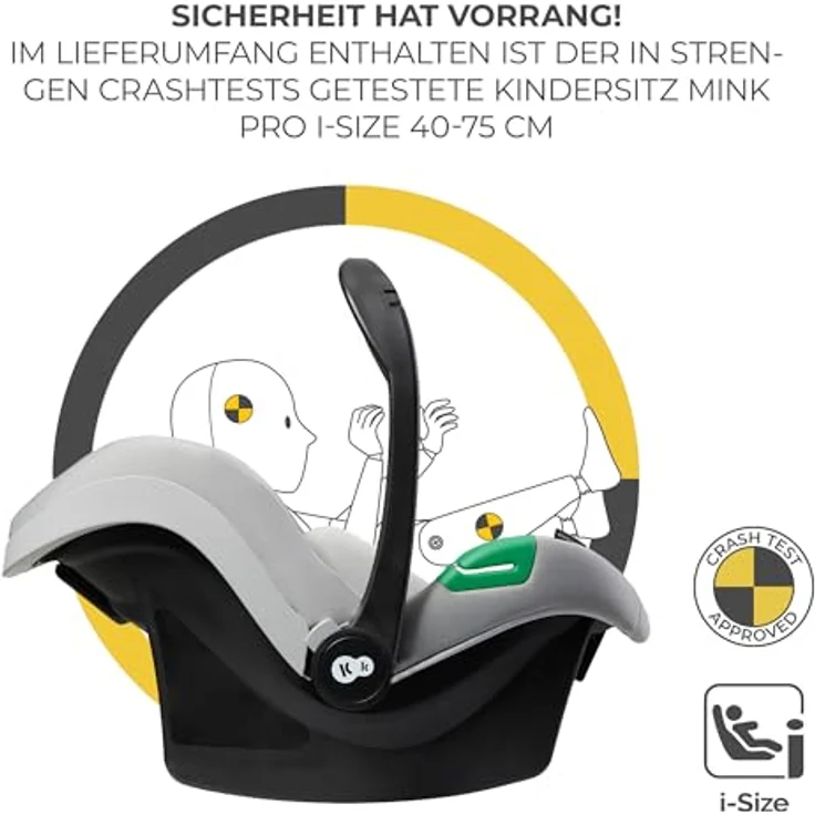 Kinderkraft 3in1 Kombi-Kinderwagen-Set ESME, wendbarer Sitz & Wanne in einem, bis 22 kg, inkl. Babyschale MINK PRO i-Size, Getränkehalter, Wickeltasche, Moonlight Grey, mit Gratis Mobilitätsgarantie – Bild 9