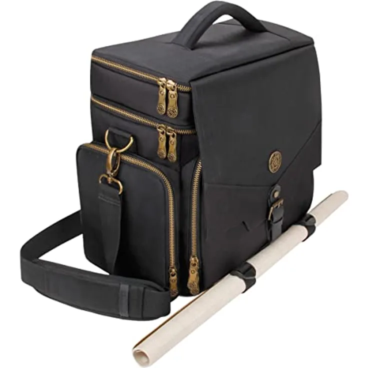 ENHANCE Reisetasche RPG Tischspiele mit Dungeons und Drachen und Figuren, gepolsterte Tragetasche mit Mehreren Fächern, mit Fach für Bücher (4 bis 8) und Tasche für Würfel und Chips