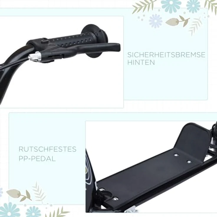 Kinderroller Anti-Rutsch Trittfläche, Metallfahrradständer zum Parken, (Farbe: schwarz) – Bild 6