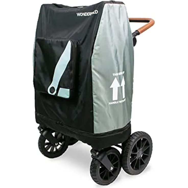WonderFold KinderVan-Reiseabdeckung W4, mit Front-Aufbewahrungstasche, innerer Aufbewahrungstasche und optionalem Radschutz