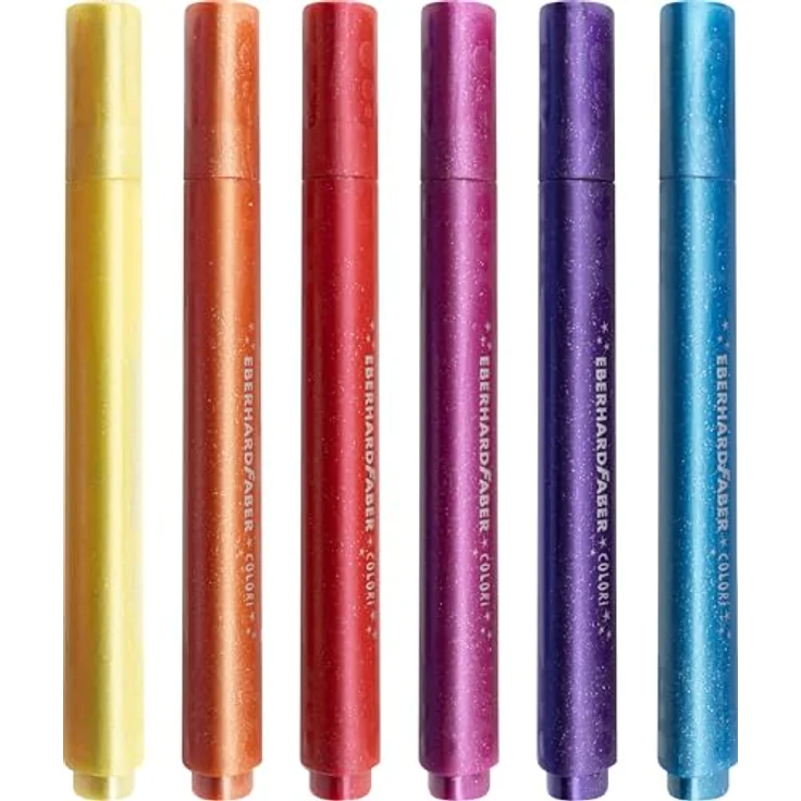 Eberhard Faber 551214 Filzstifte Set Glitzer, 6 dicke Malstifte mit ergonomischer Dreikantform, Strichstärke 2 mm, im praktischen Kunststoffetui – Bild 4