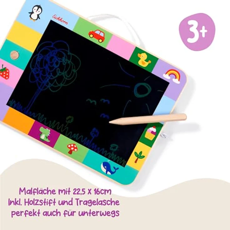 Eichhorn Tafel Zeichentafel LCD, Maltafel für Kinder ab 3 Jahren mit 22,5 x 16 cm Malfläche, inkl. Holzstift und Tragelasche – Bild 2