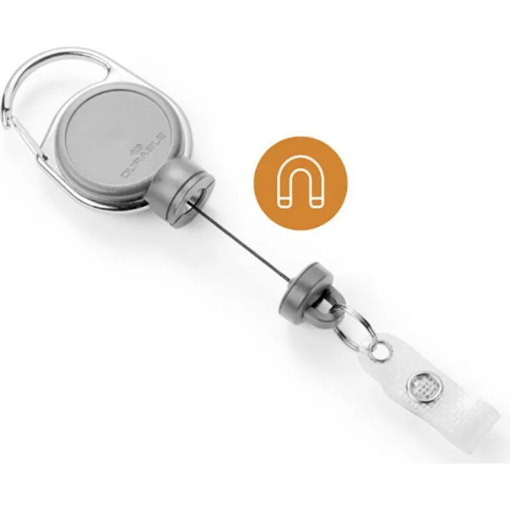 DURABLE Schlüsselanhänger Durable 832910 Jojo für Ausweishalter Clip, Jojo 1 St. - Extra starkes Jojo mit Magnet, Metallclip-Befestigung, 60 cm Bandlänge
