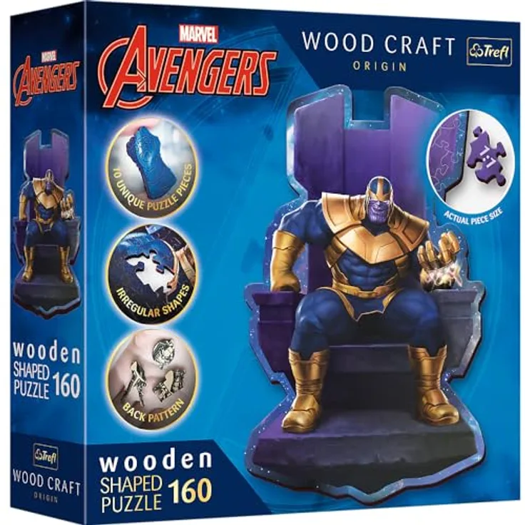 Trefl 20184 Woodcraft Marvel Avengers Konturenpuzzle aus Holz, Mehrfarbig