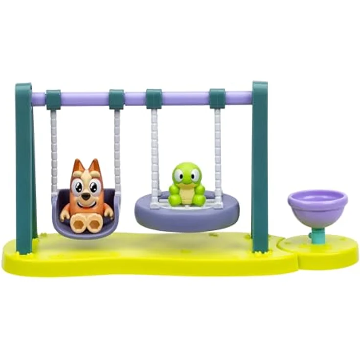 BlueY Mini-Spielset Schildkröten-Jungen-Spielplatz, mit beweglicher Bingo-Figur und Schaukeln, für kreative Abenteuer – Bild 1