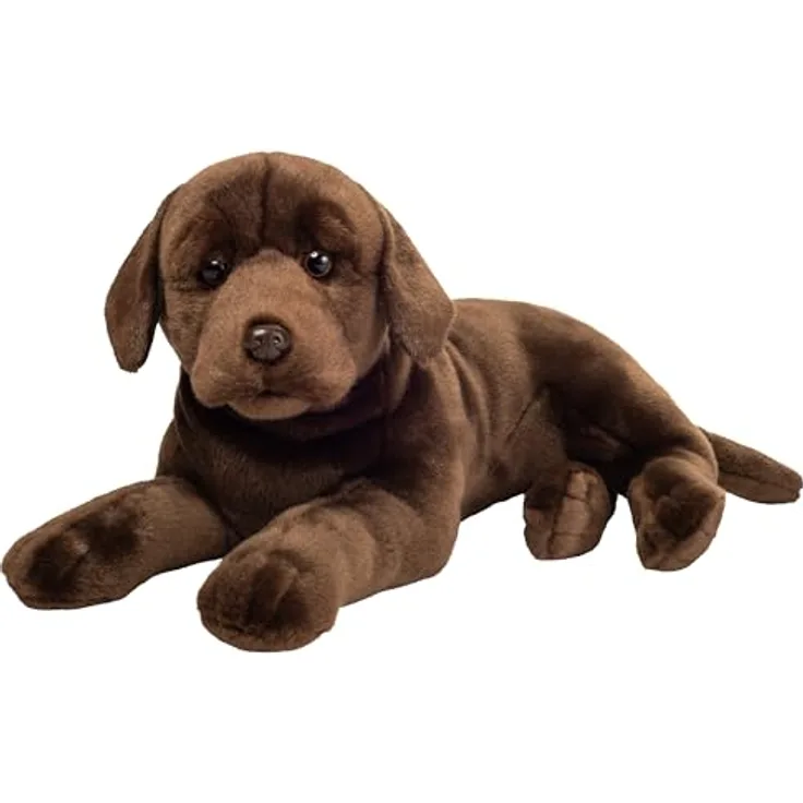 Hermann Teddy Teddy Hermann 91988 Labrador liegend Schokobraun 50 cm, Kuscheltier, Plüschtier mit recycelter Füllung