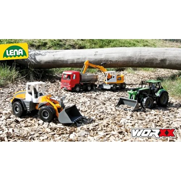 Lena WORXX Traktor Deutz-Fahr Agrotron 7250 TTV, Spielzeugfahrzeug mit Anhänger, verstellbarer Traktorschaufel und verriegelbarer Kippmulde, 74 cm, für Kinder ab 3 Jahren – Bild 7