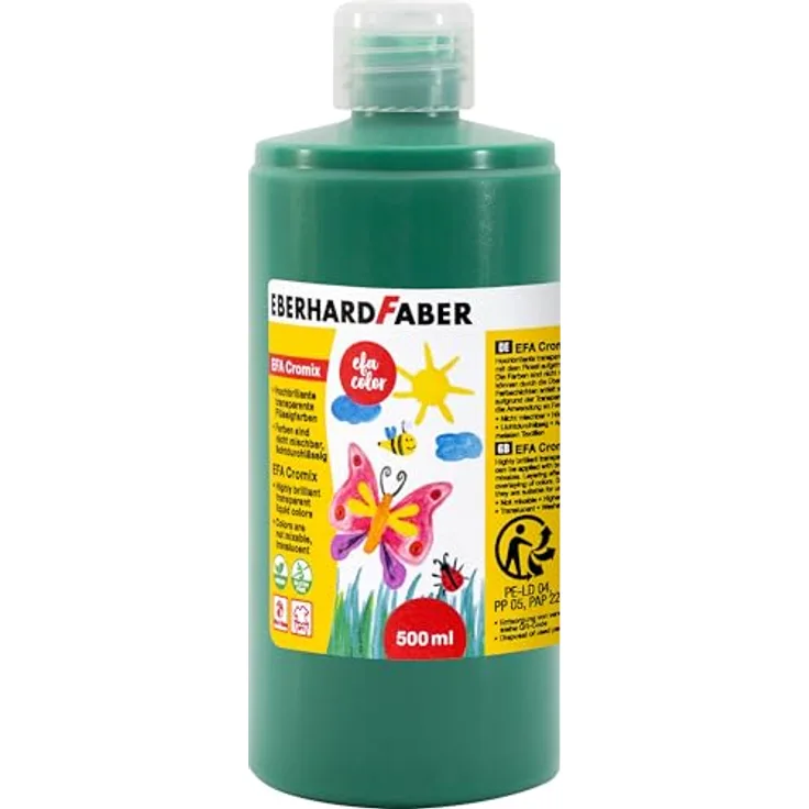 EBERHARD FABER EFA Cromix Transparentmalfarbe, 500 ml, grün, nicht mischbar, kinderfreundlich, ideal für kreative Projekte