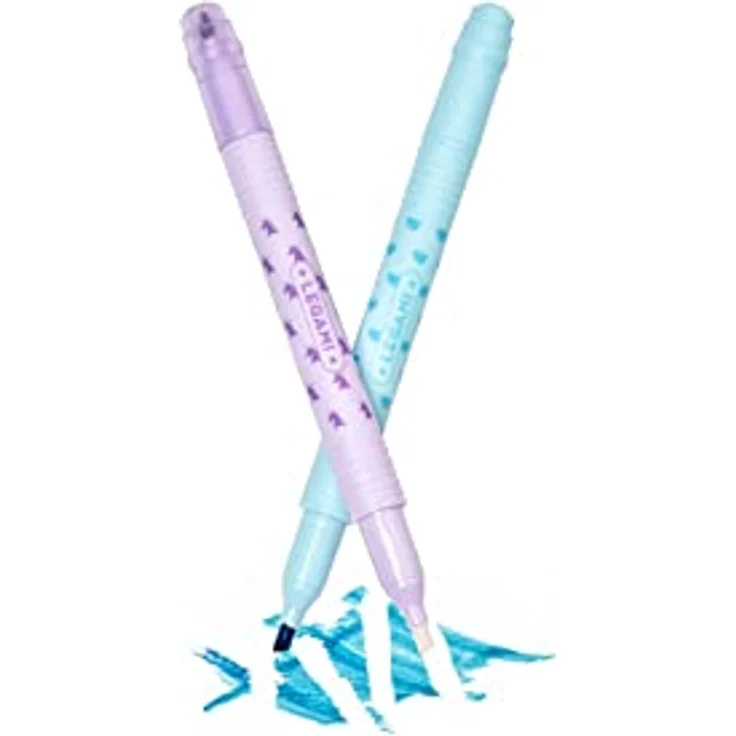 Legami - Set mit 6 abwischbaren Textmarkern, Magic Highlighters, Doppelspitze zum Markieren und Löschen, geeignet für feine und dicke Striche, in Gelb, Orange, Rot, Lila, Hellblau, Grün - Preisvergleich – Bild 4