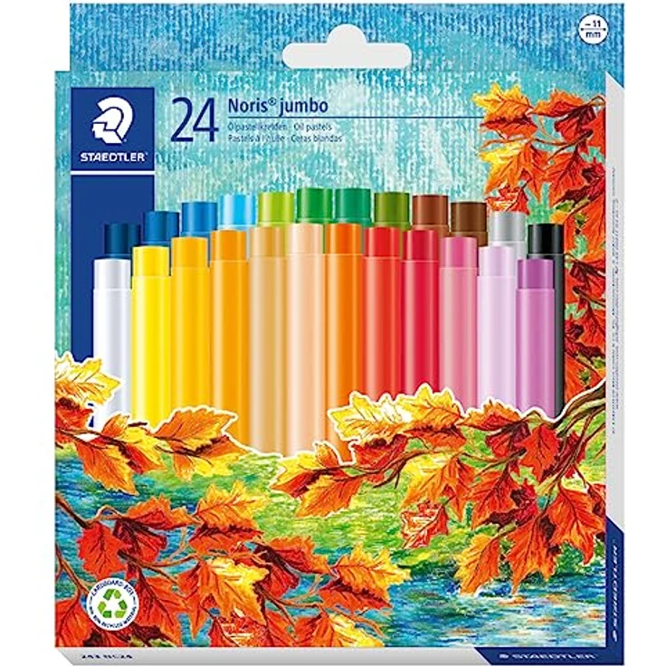 STAEDTLER 243 NC24 Noris Club Jumbo Ölpastellkreide, 24 Stück Etui, ideal für Kinderhände, für glatte Flächen, Durchmesser 11 mm – Bild 2