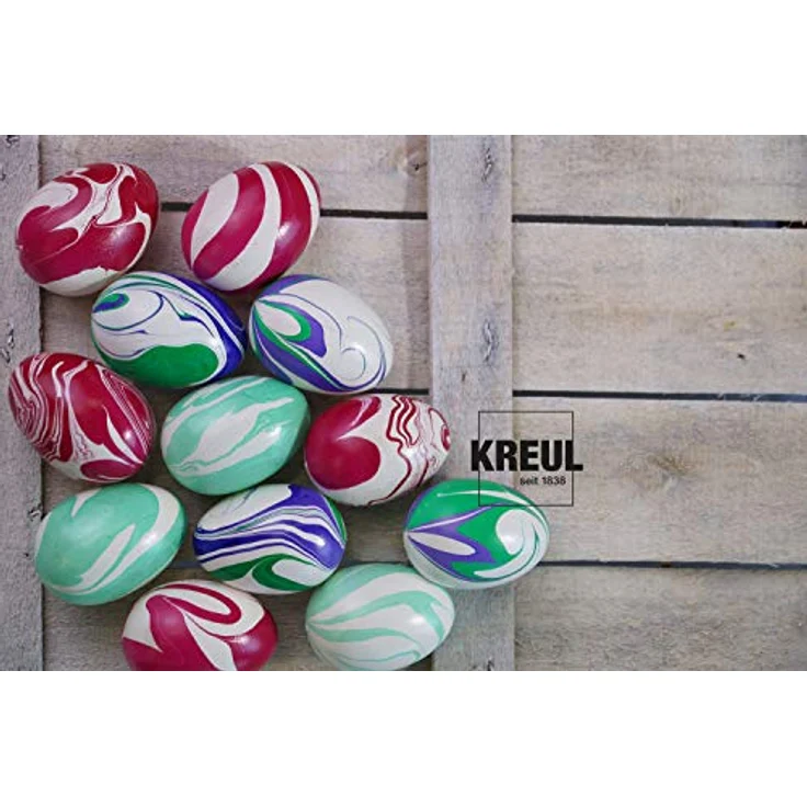 KREUL Magic Marble Marmorierfarbe Metallic Set, 6 x 20 ml in gold, silber, blau, grün, rot und violett für Tauchmarmorieren von Holz, Glas, Kunststoff, Papier und Metall – Bild 5