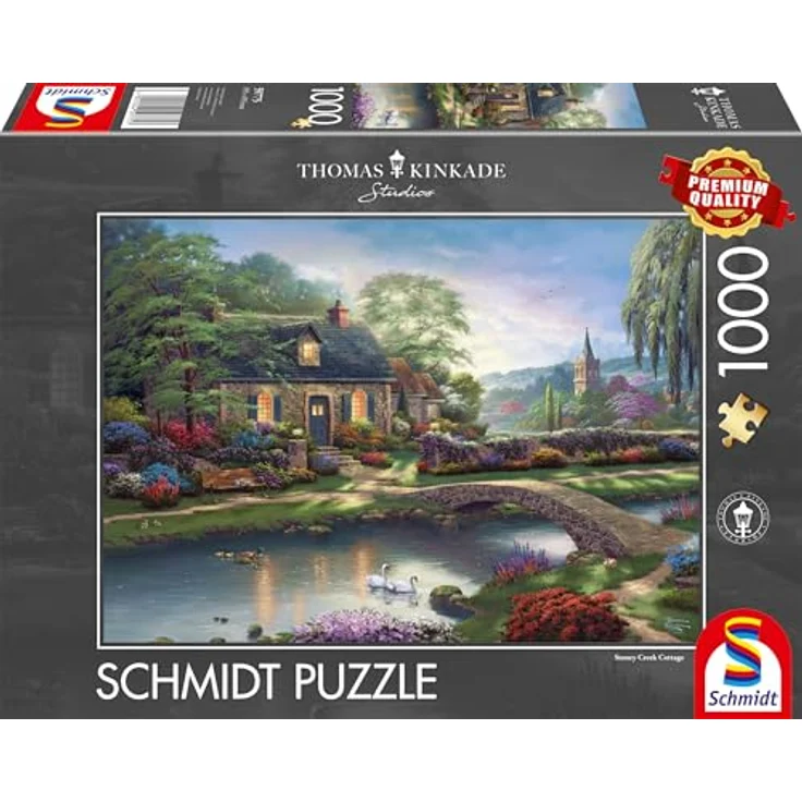 Schmidt Spiele 59775 Thomas Kinkade, Stoney Creek Cottage, 1000 Teile Puzzle, Mehrfarbig – Bild 1