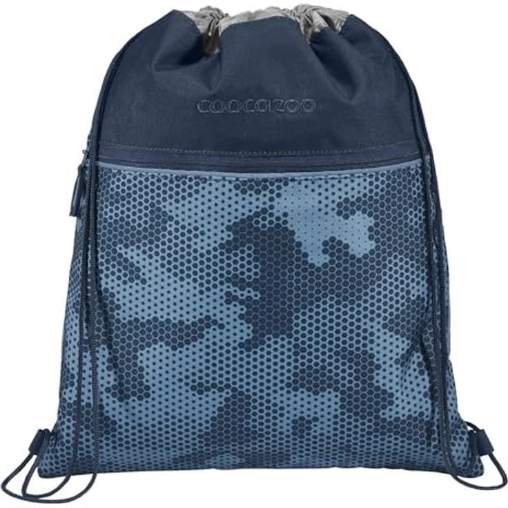 coocazoo Turnbeutel „Geometric Sky”, grau-blau, mit Reißverschlussfach und Kordelzug, reflektierende Elemente, Schlaufen zur Befestigung am Schulrucksack, 10 Liter, ab der 3. Klasse – Bild 1