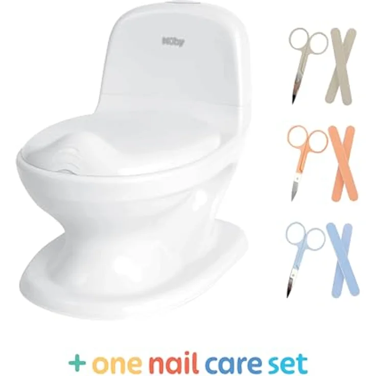 Nûby My Real Potty, Töpfchen mit echtem Spülgeräusch und Nagelpflege-Set für Babys, Farbe nicht wählbar: Rosa, Grau oder Blau – Bild 2