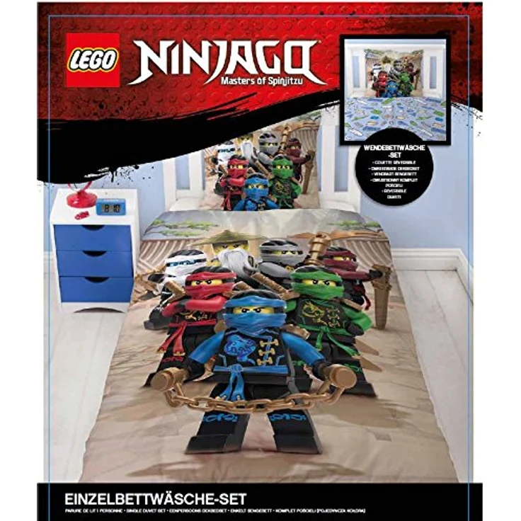 Ninjago Jungen Bettwäsche Set · Lego Motiv BE COOL · Kissenbezug 80x80 + Bettbezug 135x200 cm · 100% Baumwolle in glatter Renforcé Qualität – Bild 2