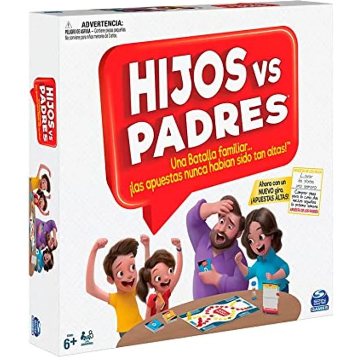 Spin Master Games Sons vs. Parents, klassisches Fragespiel für Familien ab 6 Jahren, 200 Fragenkarten, für 2-6 Spieler