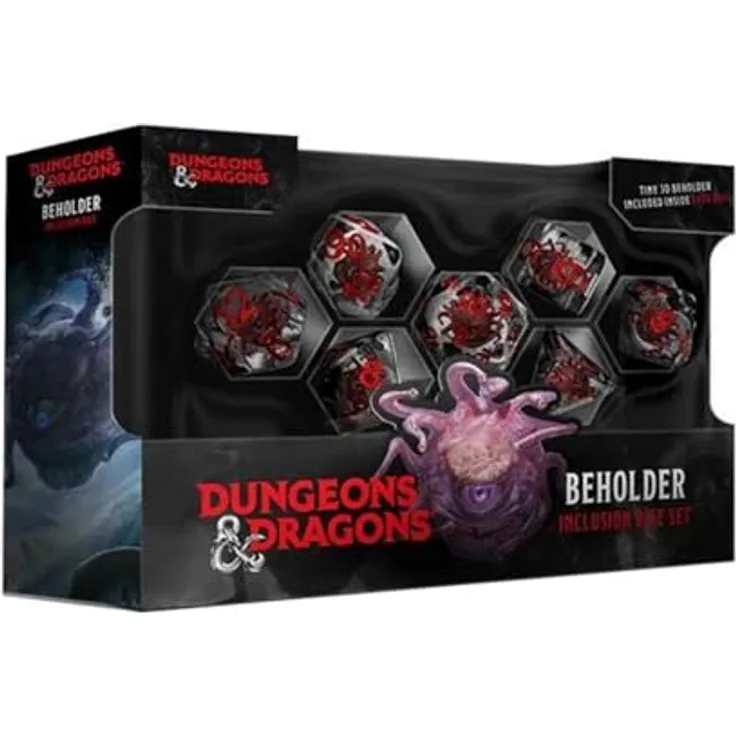 FanRoll Dungeons & Dragons Beholder-Würfel-Set, 7-teiliges Kunstharz-Würfelset mit 3D-Beholder-Inklusion