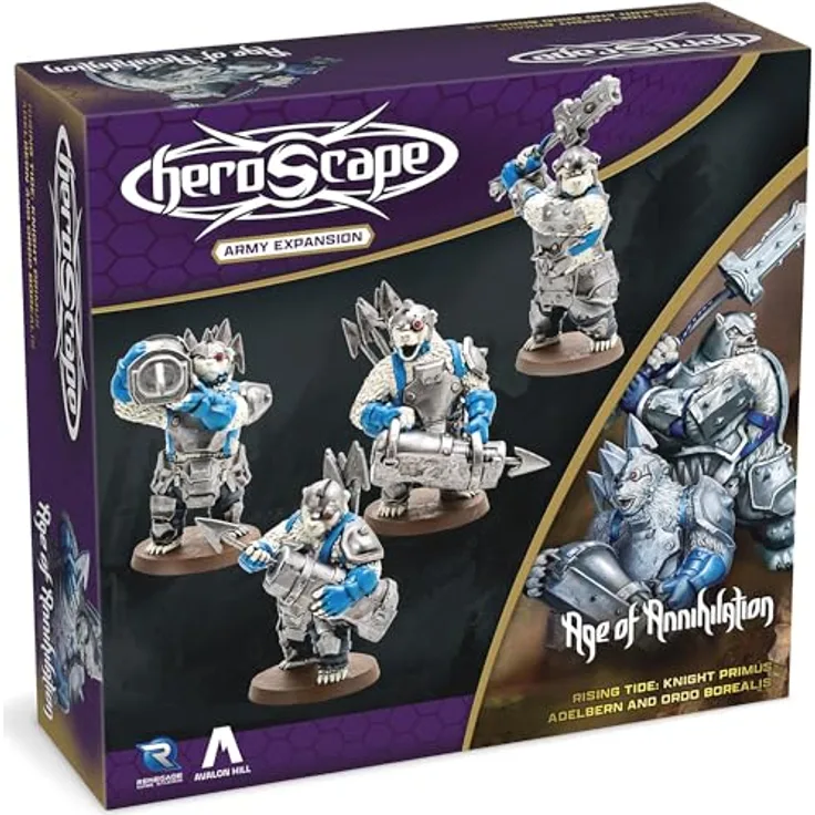 Renegade Heroscape Erweiterung Rising Tide - Knight Primus Adelbern & Ordo Borealis Army, 4 detaillierte Miniaturen, kompatibel mit Master Sets