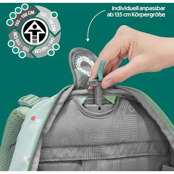 Coocazoo Porter Schulrucksack „Dancing Dots”, Mint, ergonomisch höhenverstellbar mit Brust- und Hüftgurt, ab der 3. Klasse, 5 Fächer, nachhaltig aus recycelten PET-Flaschen – Bild 5