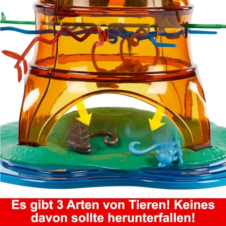 Mattel Games SOS Affenalarm Schaukelpalmenparty - Jubiläums-Sonderedition, mit 3 neuen Dschungeltieren und besonderem Schwierigkeitsgrad durch wackelnde Palme, HTW65 - Brettspiel mit Goldmeerkatzen, Lemuren und Faultieren – Bild 5