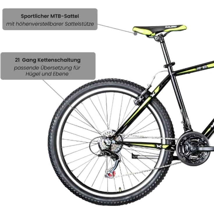 Galano Mountainbike Hardtail 26 Zoll Path MTB Fahrrad 21 Gang Mountain Bike 26" (schwarz/grün, 46 cm) – Bild 4