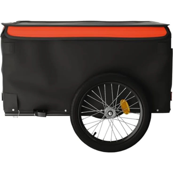 vidaXL Fahrradlastenanhänger Lastenanhänger Schwarz und Orange 45 kg Eisen, Robustes Material, Praktisches Design, Cleveres Design – Bild 8