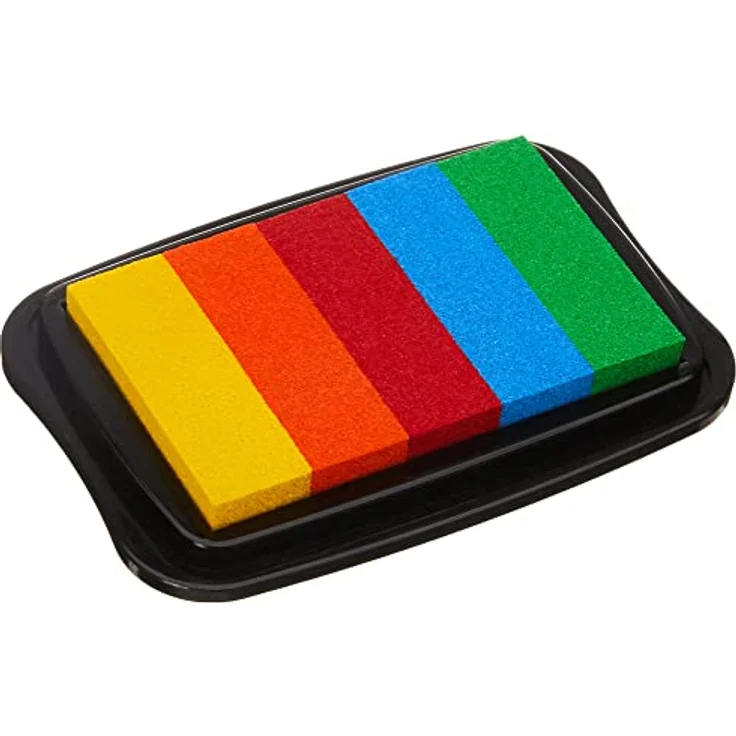 Rayher Stempelkissen Versacolor, 5 Farben (gelb, orange, rot, blau, grün), 7,5 x 4,7 cm, säurefrei und farbbeständig – Bild 2