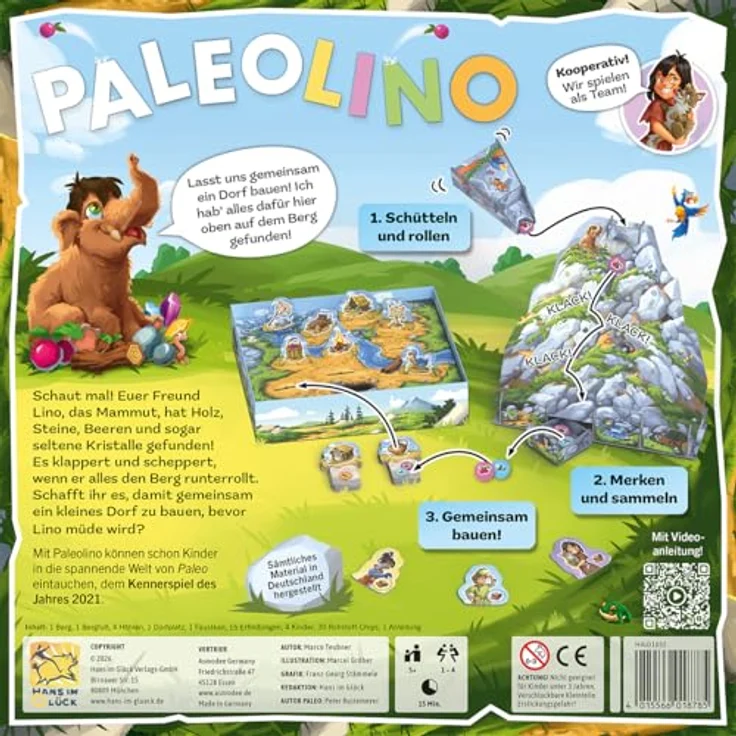 Hans im Glück Paleolino HIGD1032, kooperatives Strategiespiel für Kinder mit 3D-Berg und Bauplätzen – Bild 4