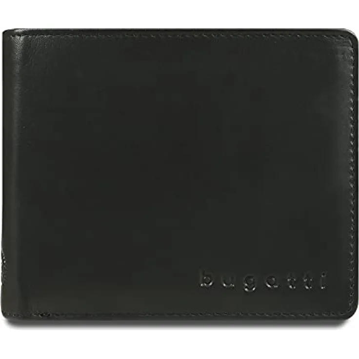 bugatti Primo Geldbeutel Männer RFID Leder - Geldbörse Herren Schwarz - Portmonaise Portemonnaie Portmonee Brieftasche Wallet Ledergeldbeutel