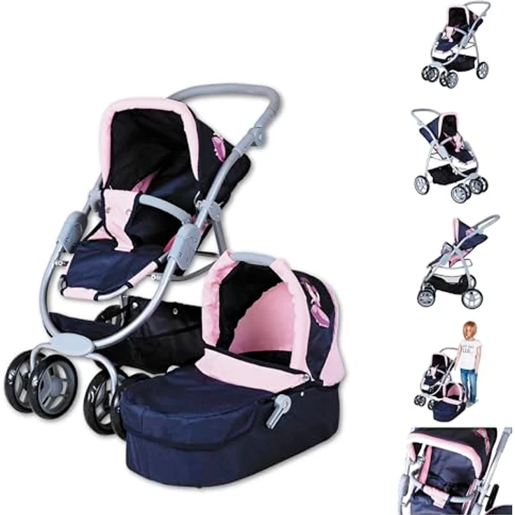 Knorrtoys® Kombi-Puppenwagen Coco, mit Baby-Wannenaufsatz und Sportsitz, höhenverstellbarer Schieber, princess blue – Bild 1