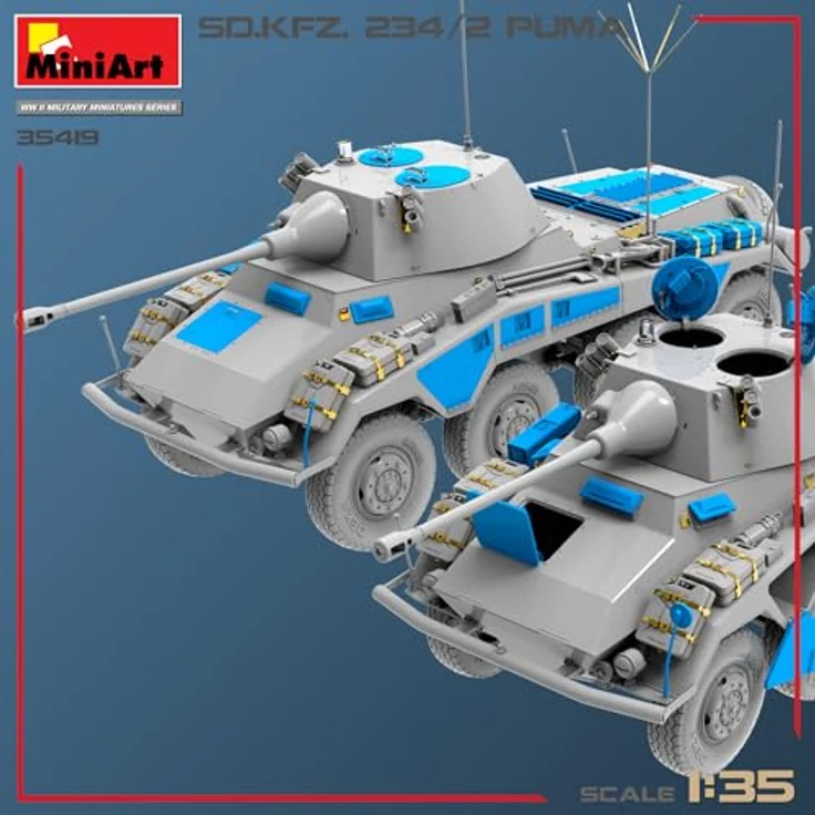 Other 1:35 Sd.Kfz.234/2 Puma, Modellfahrzeug mit beweglichen Kettengliedern und 6 Varianten-Optionen – Bild 4