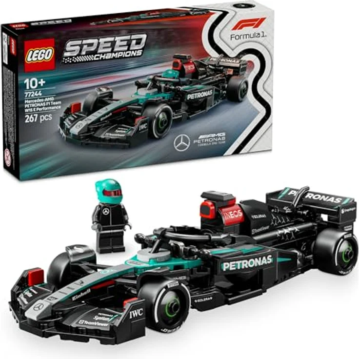 LEGO Speed Champions Mercedes-AMG F1 W15 Rennauto, Modellauto mit Fahrer Minifigur und breiten Hinterreifen, Spielzeug zum Sammeln und Spielen, 77244 – Bild 1