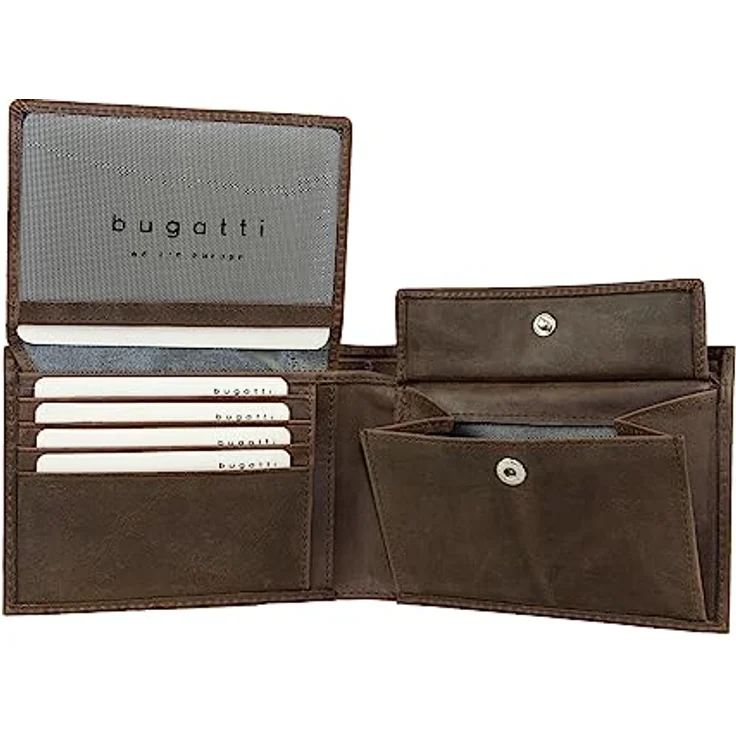 Bugatti Volo Geldbeutel Männer Leder - Geldbörse Herren Braun - Portmonaise Portemonnaie Portmonee Brieftasche Wallet Ledergeldbeutel – Bild 3