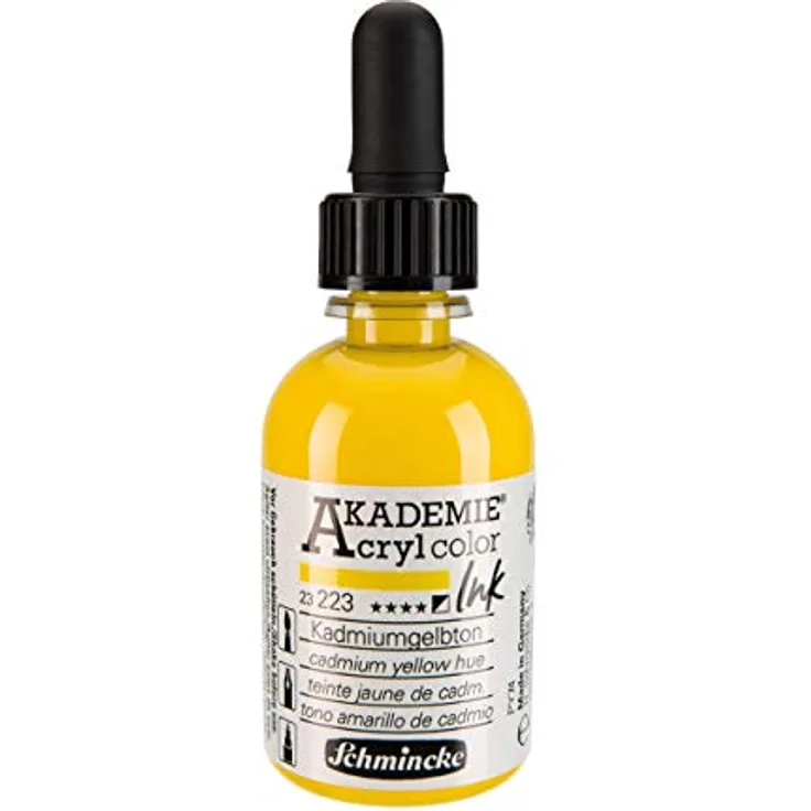 Schmincke AKADEMIE Acryl color INK, Kadmiumgelbton, 50 ml, hochpigmentierte Acryltinte für Malen, Schreiben und Airbrush
