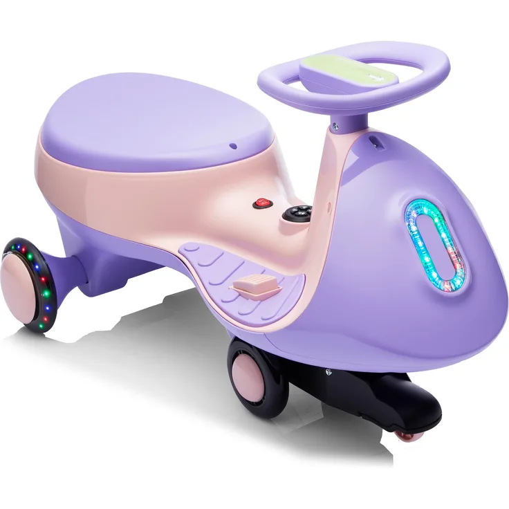 FCH WH602 Kinder-Elektroauto 12V, Elektrisches Rutschauto mit 2 Geschwindigkeiten, Kippschutz und Bluetooth, Lila & Rosa