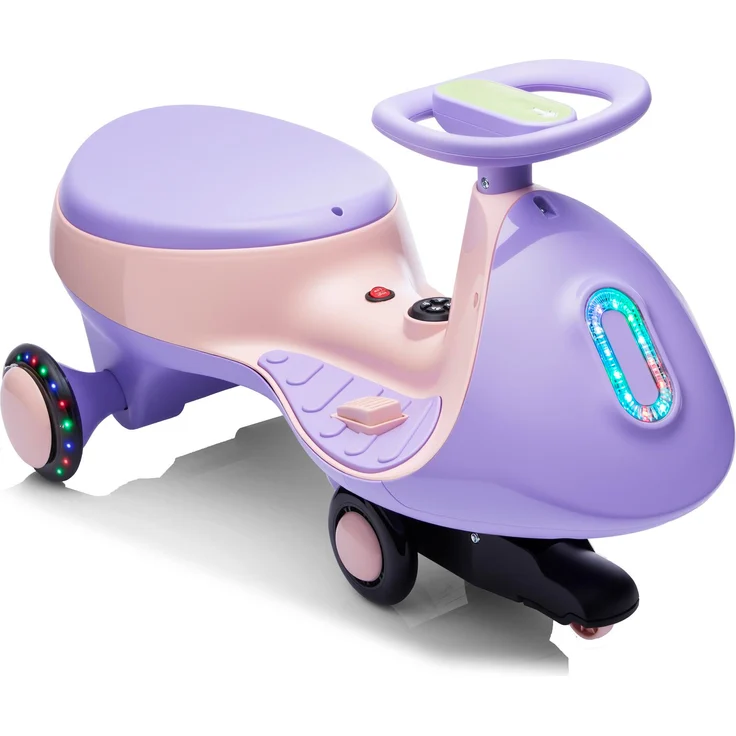 FCH WH602 Kinder-Elektroauto 12V, Elektrisches Rutschauto mit 2 Geschwindigkeiten, Kippschutz und Bluetooth, Lila & Rosa