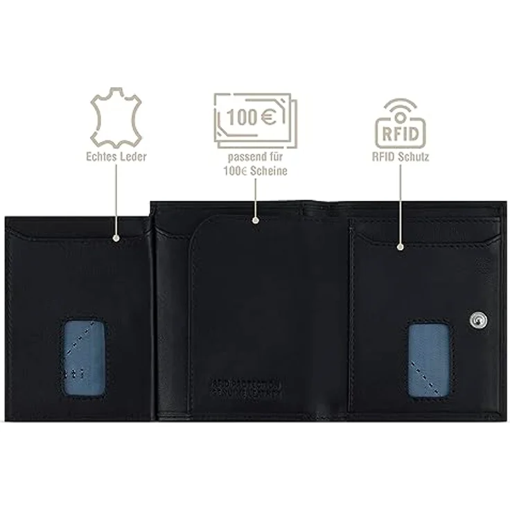 bugatti Secure Slim Mini Börse aus Leder mit RFID-Schutz, Slim Wallet, Kartenetui, braun – Bild 3
