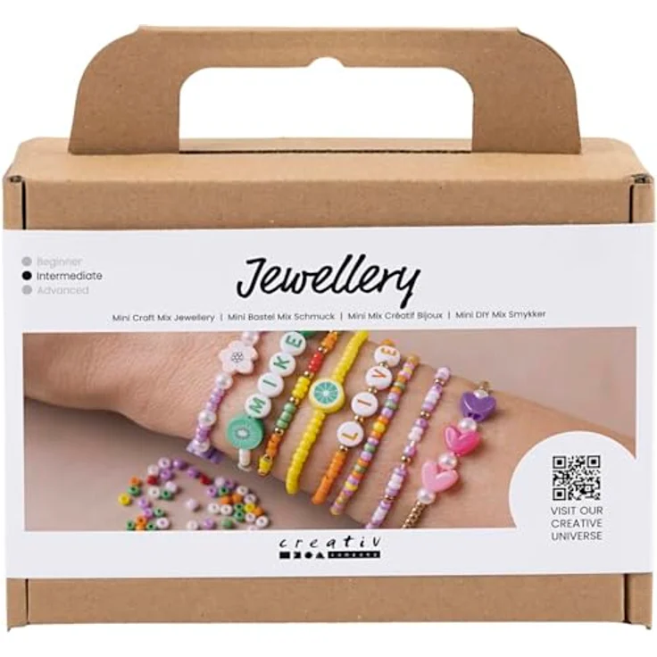 creativ company Kreativset Mini Bastel Mix Schmuck, Holzperlen-Set mit Buchstabenperlen und Rocailleperlen, ideales Bastelprojekt für individuellen Schmuck – Bild 1