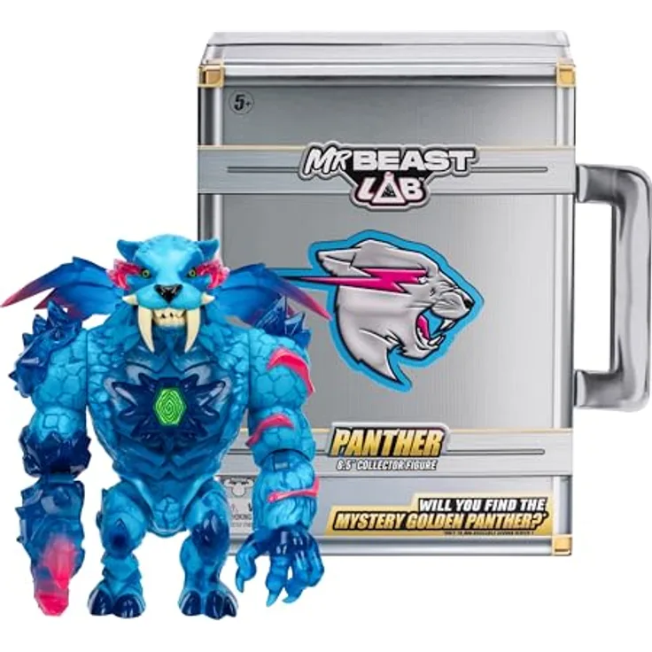 MrBeast Lab Apex Beast Panther Sammelfigur, 15,8 cm, Premium-Verpackung, 13 Gelenkpunkte, 2er Pack, gold