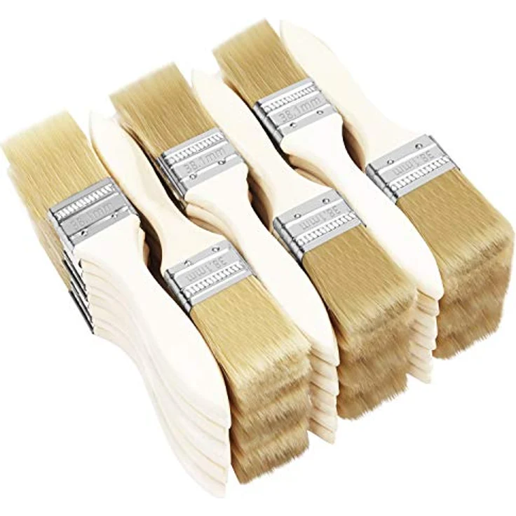Kurtzy Pinselset 48 Stk, 3,81 cm Profi Malerpinsel mit Holzgriff, Flachpinsel, Lasurpinsel und Lackpinsel für Farben und Klebstoffe, ideal für DIY-Projekte – Bild 5