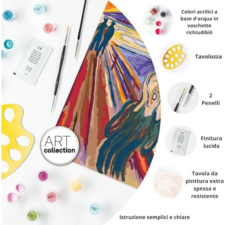 Ravensburger CreArt Malen nach Zahlen, ART Collection Munch: Der Schrei, für Erwachsene, Made in Europe, mit fertig gemischten Acrylfarben – Bild 3