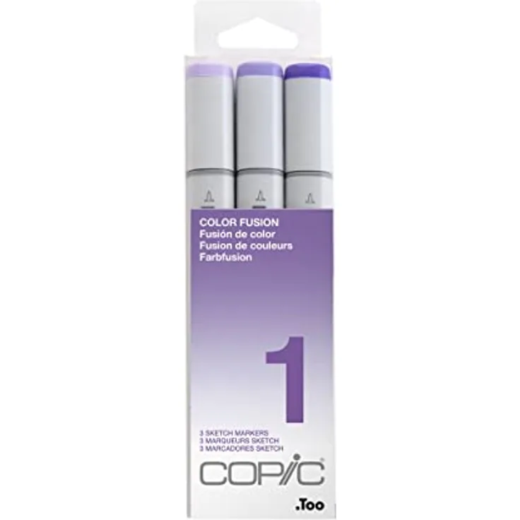 COPIC Sketch Marker Set "Color Fusion 1", 3 Farben, professionelle alkoholbasierte Pinsel-Marker mit einer flexiblen und einer mittelbreiten Spitze