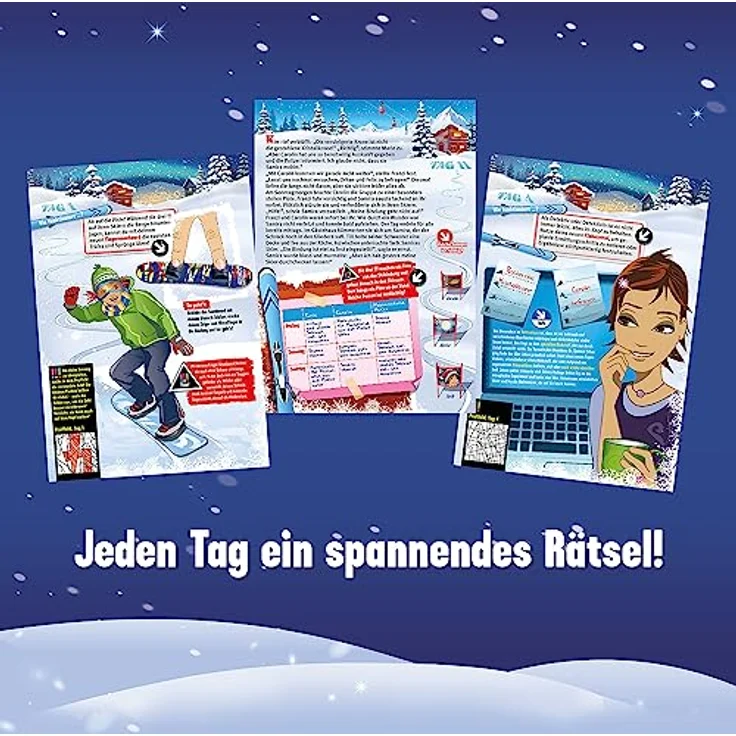 Kosmos 632502 Die DREI !!! Adventskalender 2023, Löse das Rätsel um das Geheimnis auf der Ski-Freizeit, mit 24 Detektiv-Gimmicks, Spielzeug-Adventskalender für Kinder ab 8 Jahre – Bild 3