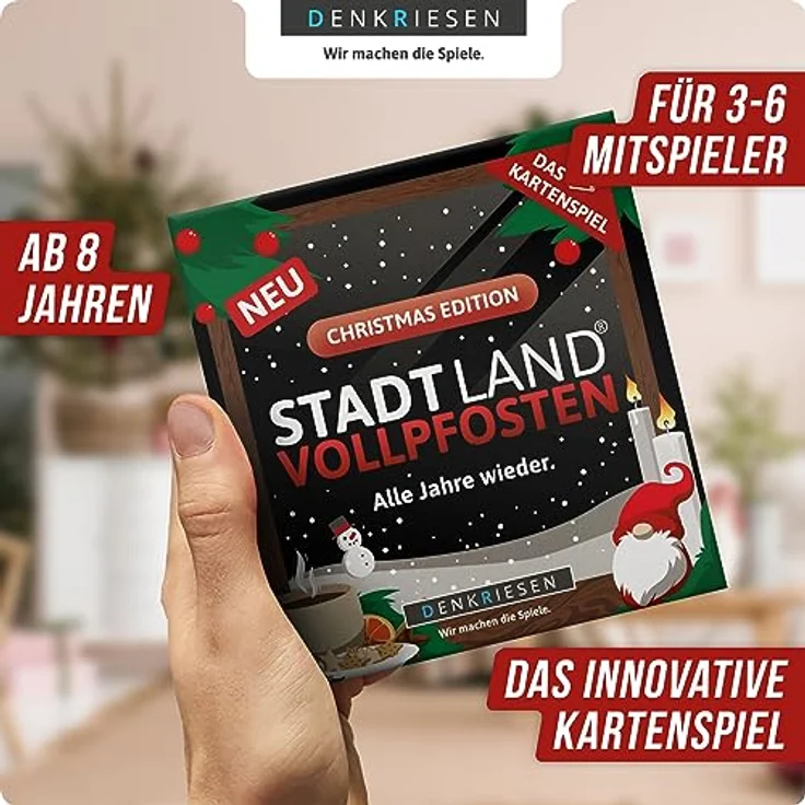 DENKRIESEN - Stadt Land VOLLPFOSTEN® - Das Kartenspiel - Christmas Edition - Alle Jahre Wieder: Kartenspiel mit 120 Spielkarten, 150 verschiedenen Kategorien, 30 Min. Spieldauer, für 3-6 Spieler geeignet, ab 8 Jahren – Bild 2