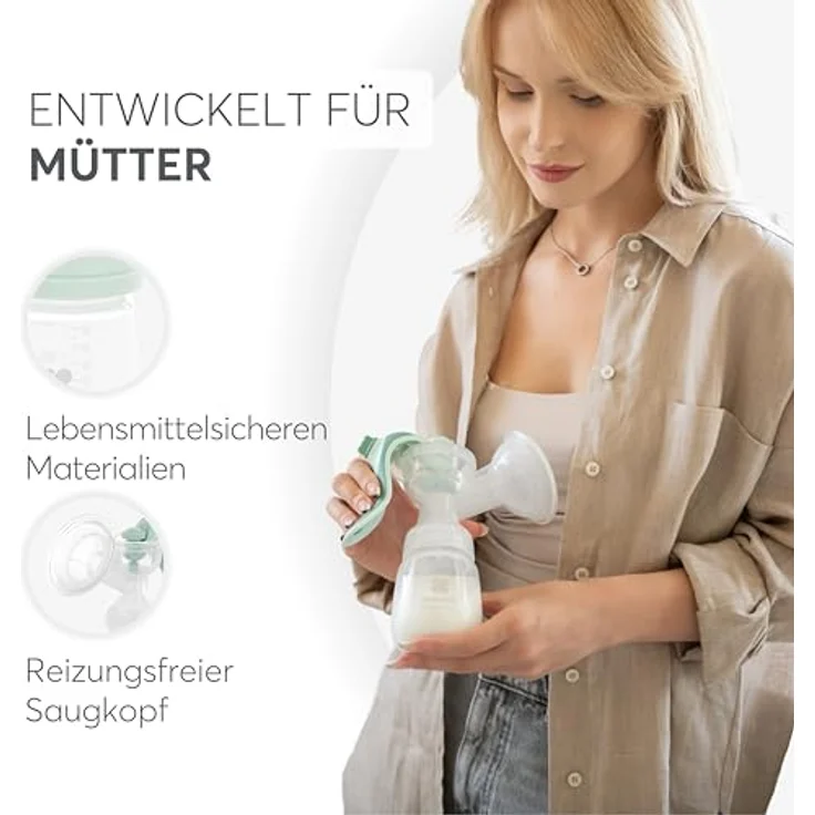 Kikka Boo ELSIE Manuelle Brustpumpe, Brustpumpe mit 2 Modi, Einstellbare Saugkraft, Weiches Silikonpad, Tragbar, Kompakt, BPA-frei – Bild 3
